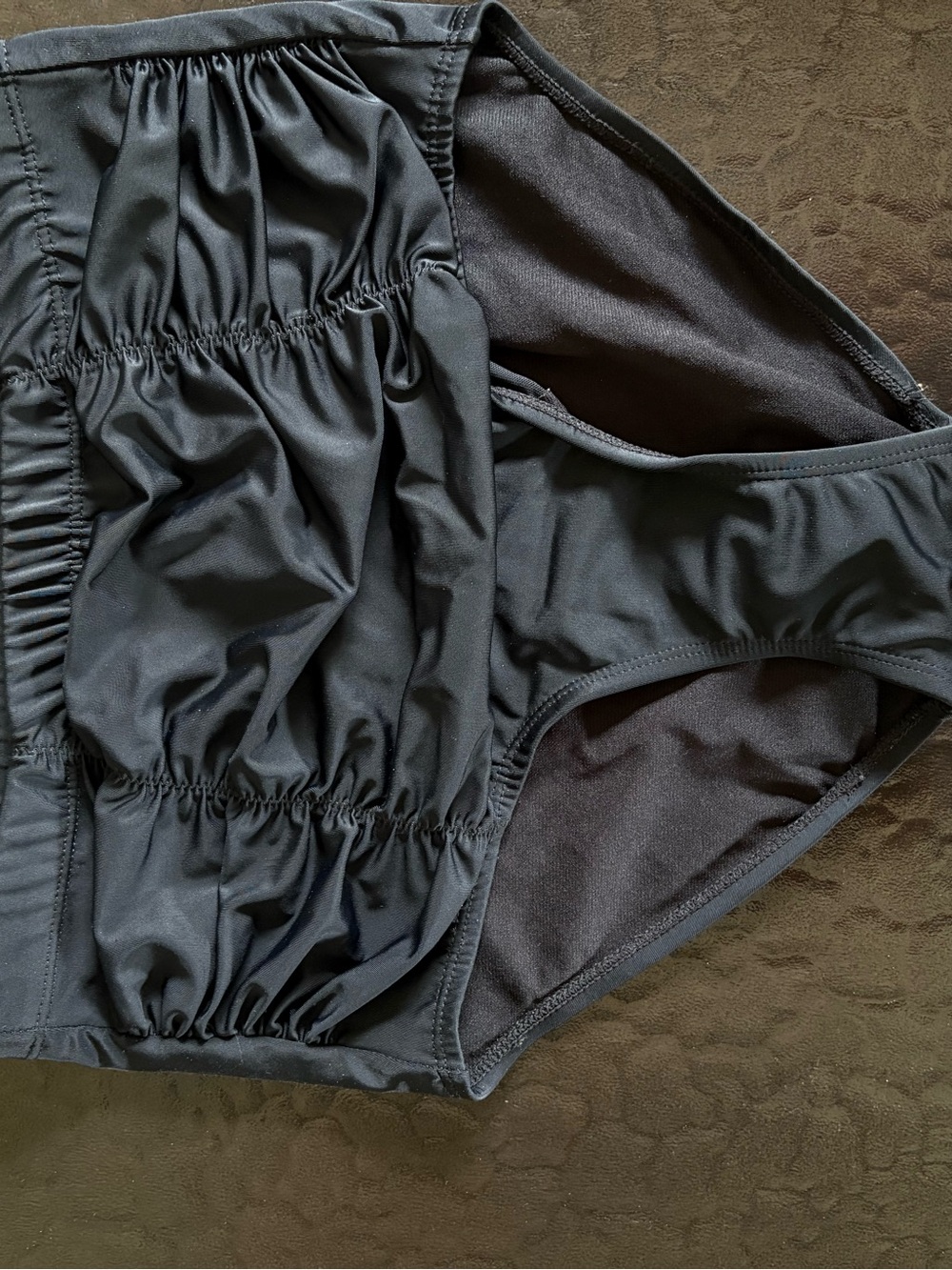 Swimsuits For All Black High-Waist Ruched Bikini Bottom